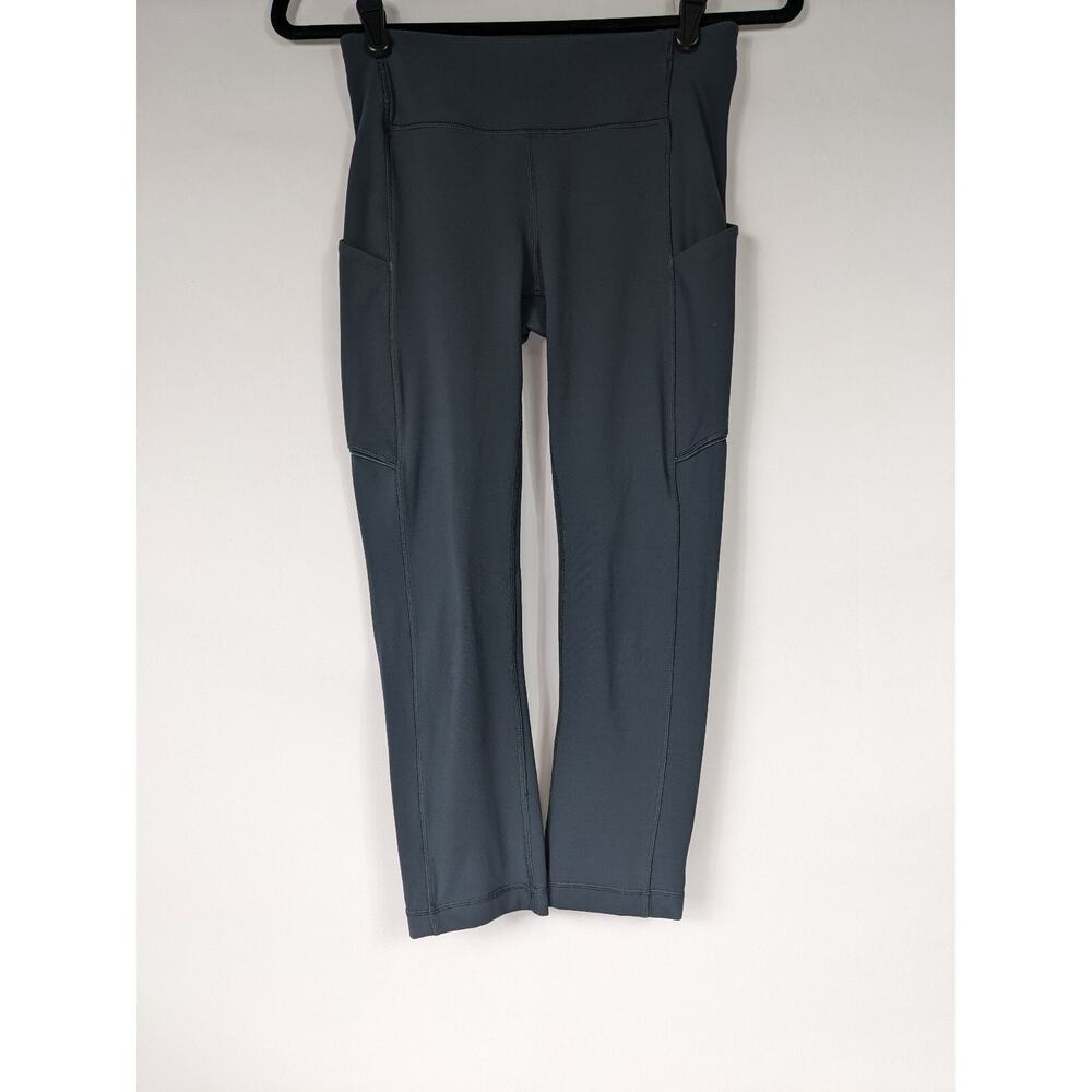 Lululemon Cropped Leggings Dark Grey 4 Pockets High Waist Zippered Athleisure